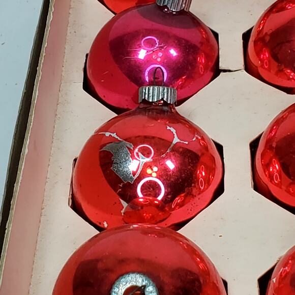 Lot of 12 Vtg Large Shiny Brite Mercury Glass Pink Christmas Ornaments Holiday - Picture 5 of 12